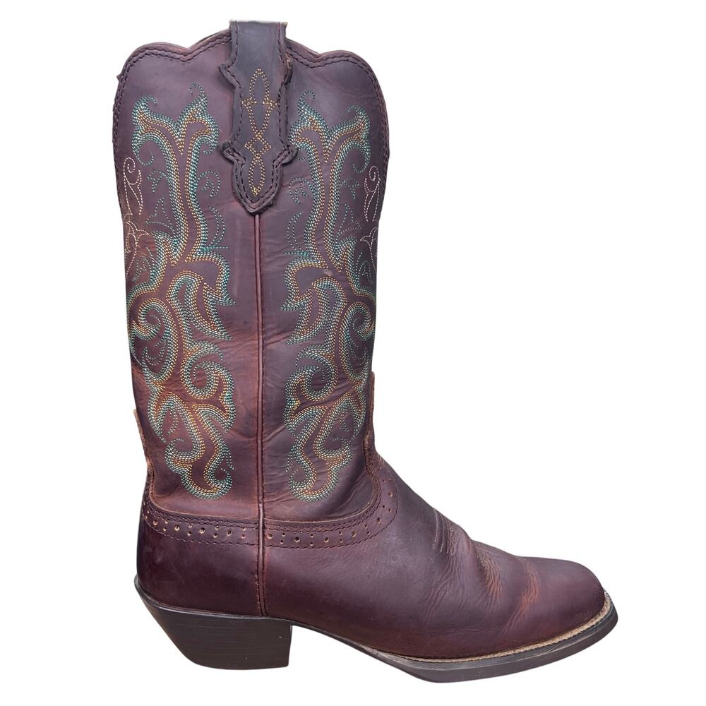 Vintage Justin Boots Brown Leather Western Cowgirl Boots Size 7.5 B